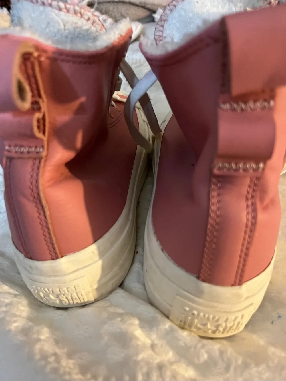 Converse Women's Pink High-Top Sneakers with Sherpa Lining